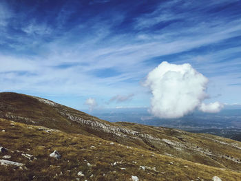 Scenic view of volcanic landscape against sky