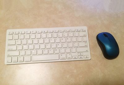 High angle view of computer keyboard on table