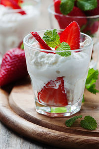 Close-up of ice cream on table