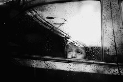 Close-up of wet window in rainy season