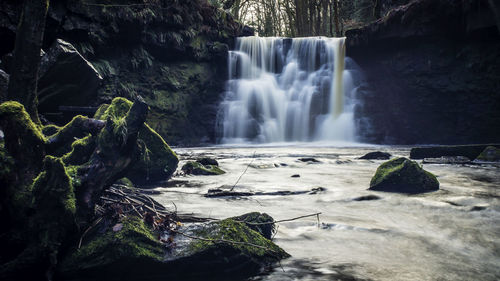 Scenic view of waterfall