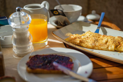 Food served on table