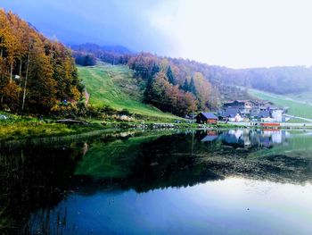 Scenic view of lake against sky