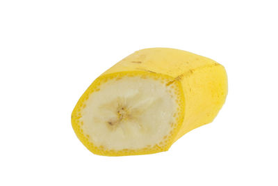 High angle view of lemon against white background