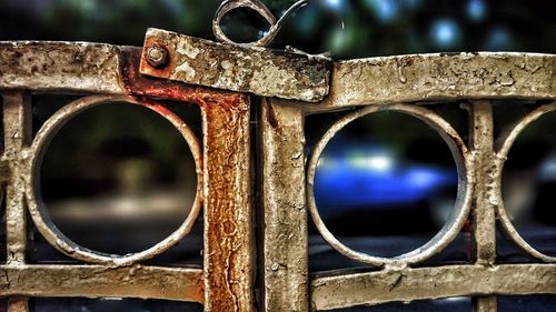 Close-up of rusty metal at night