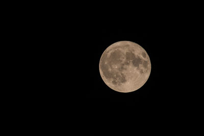 Low angle view of moon against clear sky at night