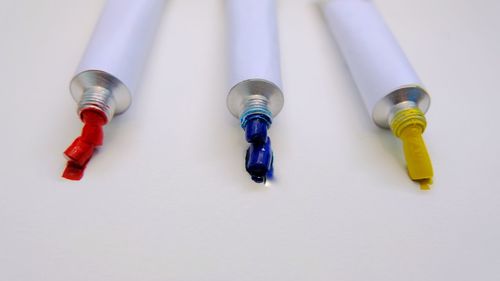 High angle view of pen on table