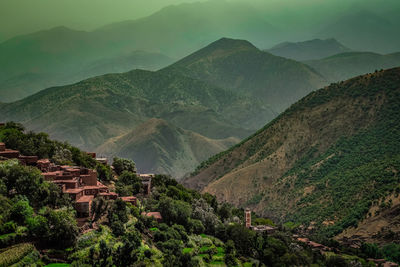 High angle view of mountain range