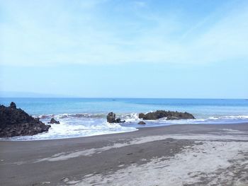 Scenic view of sea against clear sky