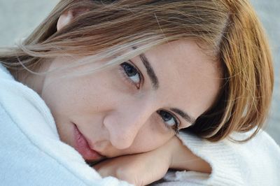 Close-up portrait of a beautiful young woman