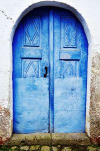 Closed door of old house