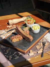 Close-up of food on table