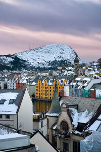 Downtown Ålesund in winter, norway.