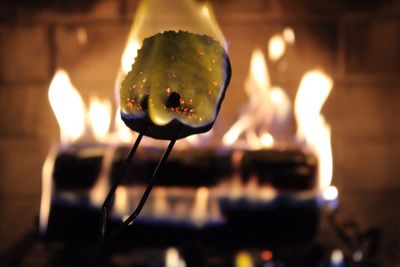 Close-up of illuminated candles