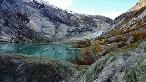 Scenic view of lake against mountain