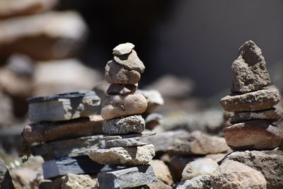 Close-up of stone stack