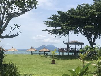 Scenic view of beach against sky