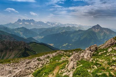 Scenic view of mountains against sky