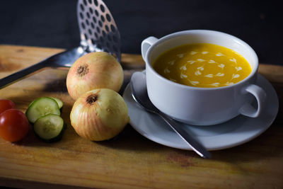 Close-up of fruits on table