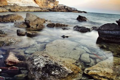 Scenic view of sea and rocks