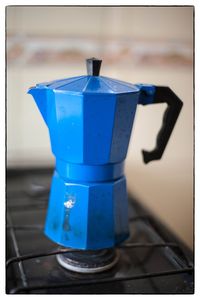 Close-up of blue tea cup