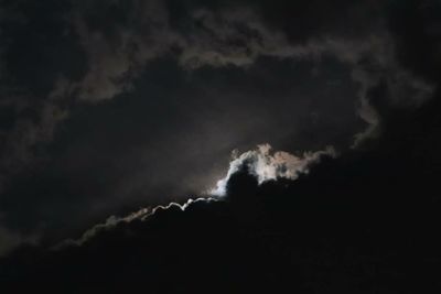 Low angle view of storm clouds at night