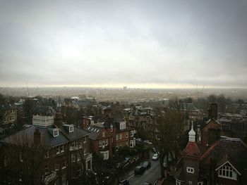 High angle view of cityscape against sky