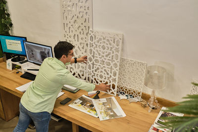 Man working on table