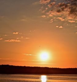 Scenic view of lake at sunset