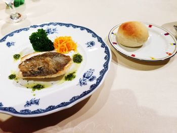 High angle view of meal served in plate