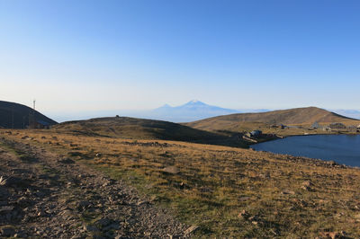 Scenic view of landscape against clear sky