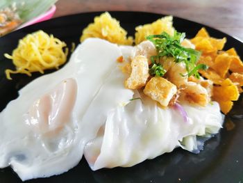 Close-up of meal served in plate