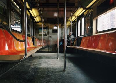 Interior of empty subway