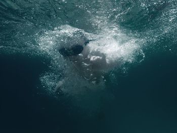 Close-up of person underwater