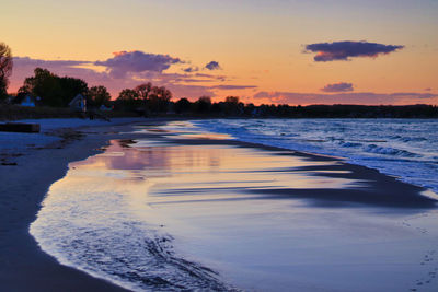 Scenic view of sea during sunset