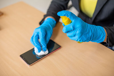 Close-up of hands working