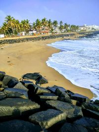 Scenic view of beach against sky