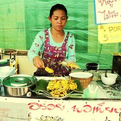 Portrait of girl eating food