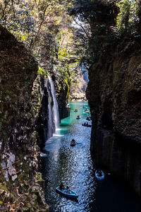 Scenic view of waterfall in forest