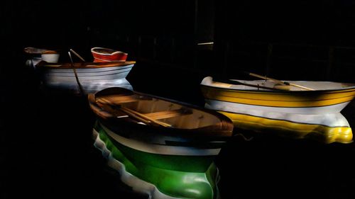 Close-up of food on table against black background