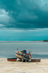 Tropical beach with rocks, lush vegetation on pemba island