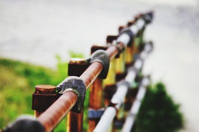 Close-up of metallic railing