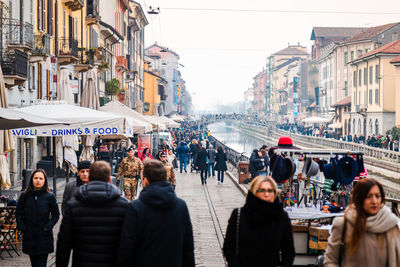 People on street in city