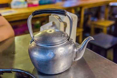 Close-up of tea cup on table