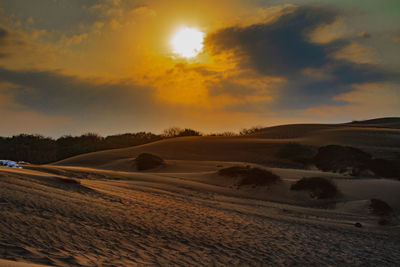 Scenic view of landscape against sky during sunset