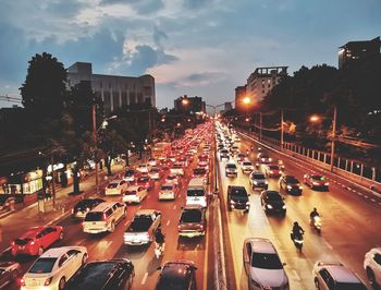 High angle view of traffic on city street