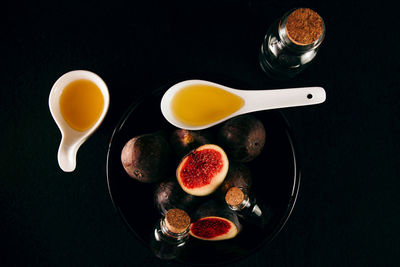 High angle view of breakfast on table