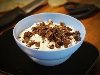 High angle view of breakfast in bowl