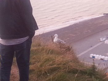 Man feeding bird