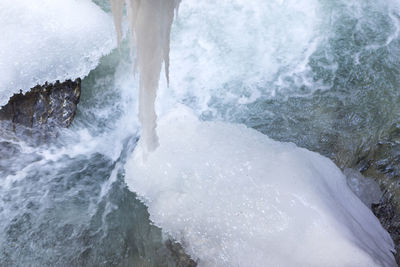 Close-up of frozen water